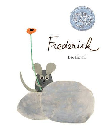 Book cover of 'Frederick' by Leo Lionni featuring a mouse and flower on a white background.