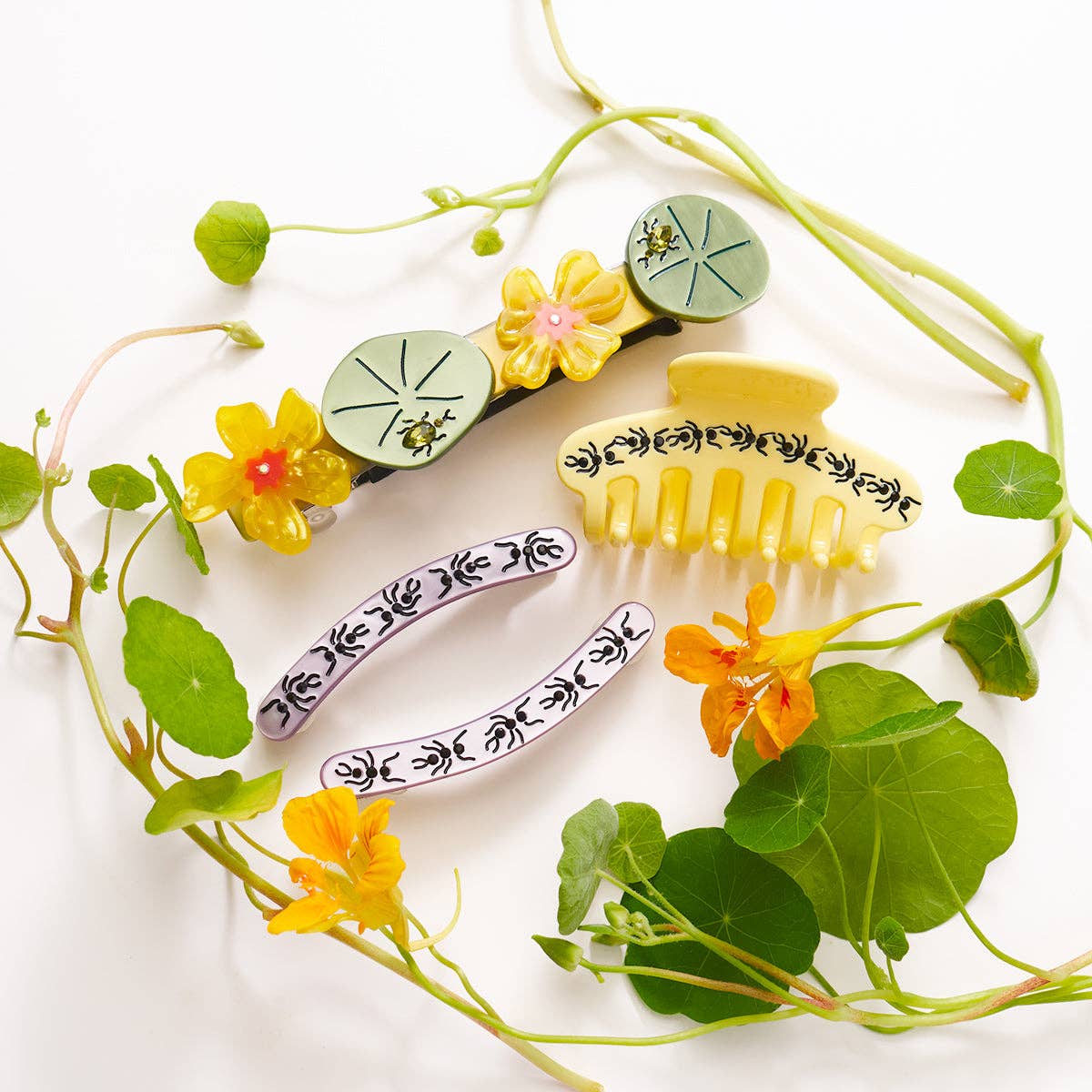 Jeweled Nasturtium French Barrette