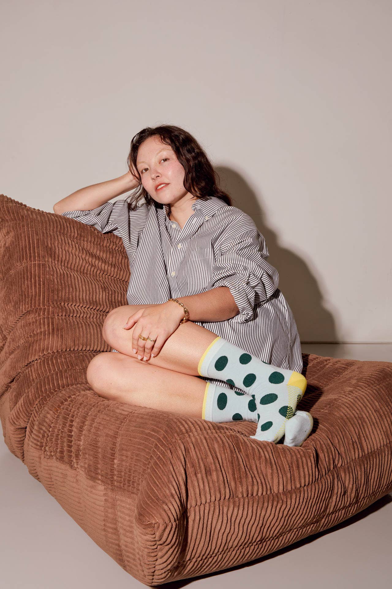 Panhandle Classic Dot Crew Socks in Mist