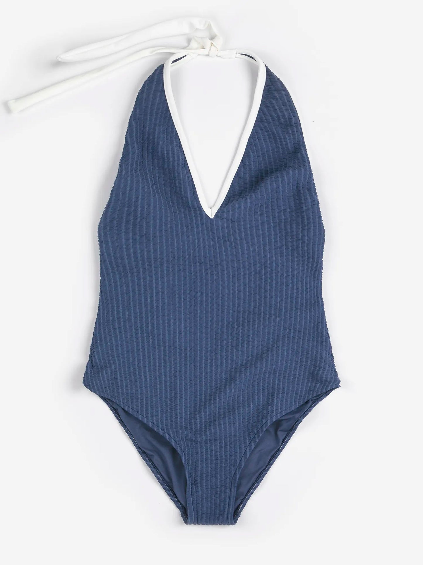Cut-Out Seersucker Swimsuit