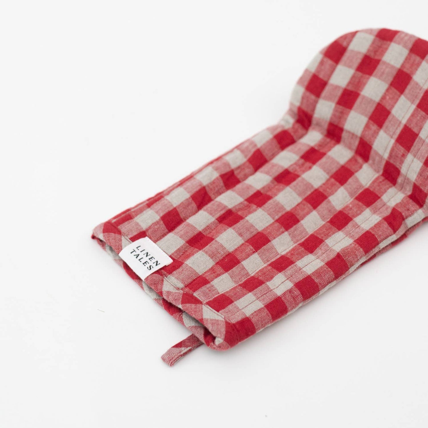 Red Gingham Linen Oven Mitt