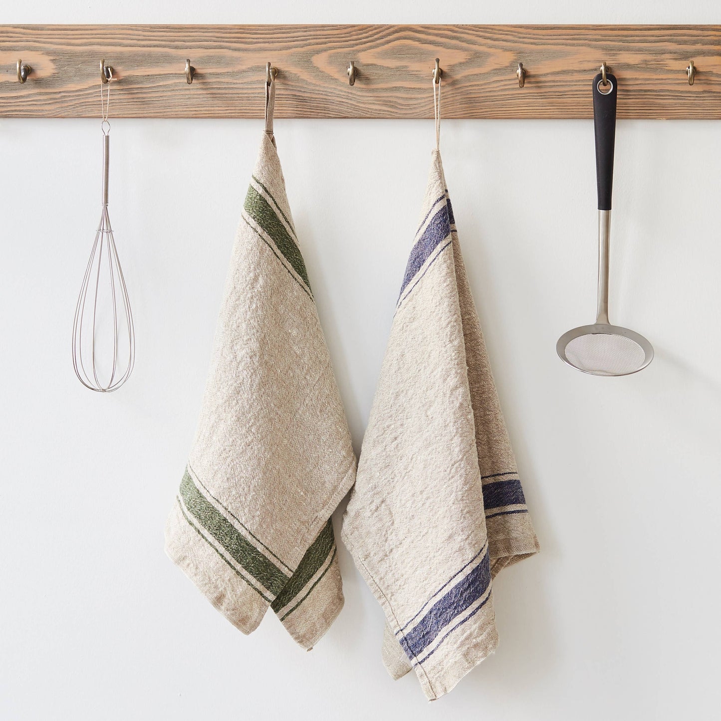 Green Stripe Linen Kitchen Towel