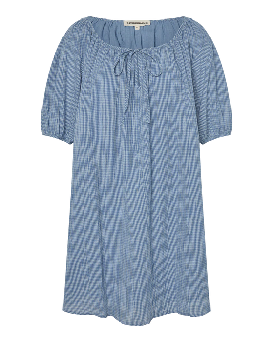 Lawn Dress in Blue Plaid