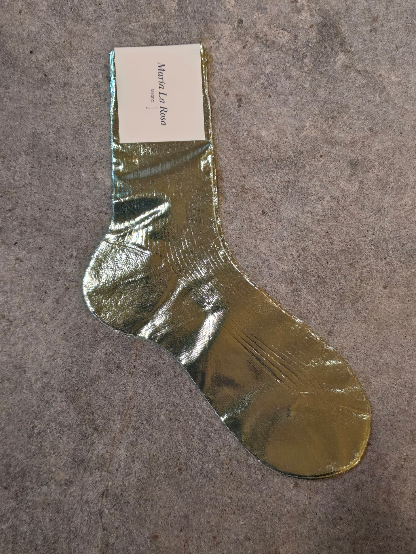 Laminated Silk Socks in Verdino