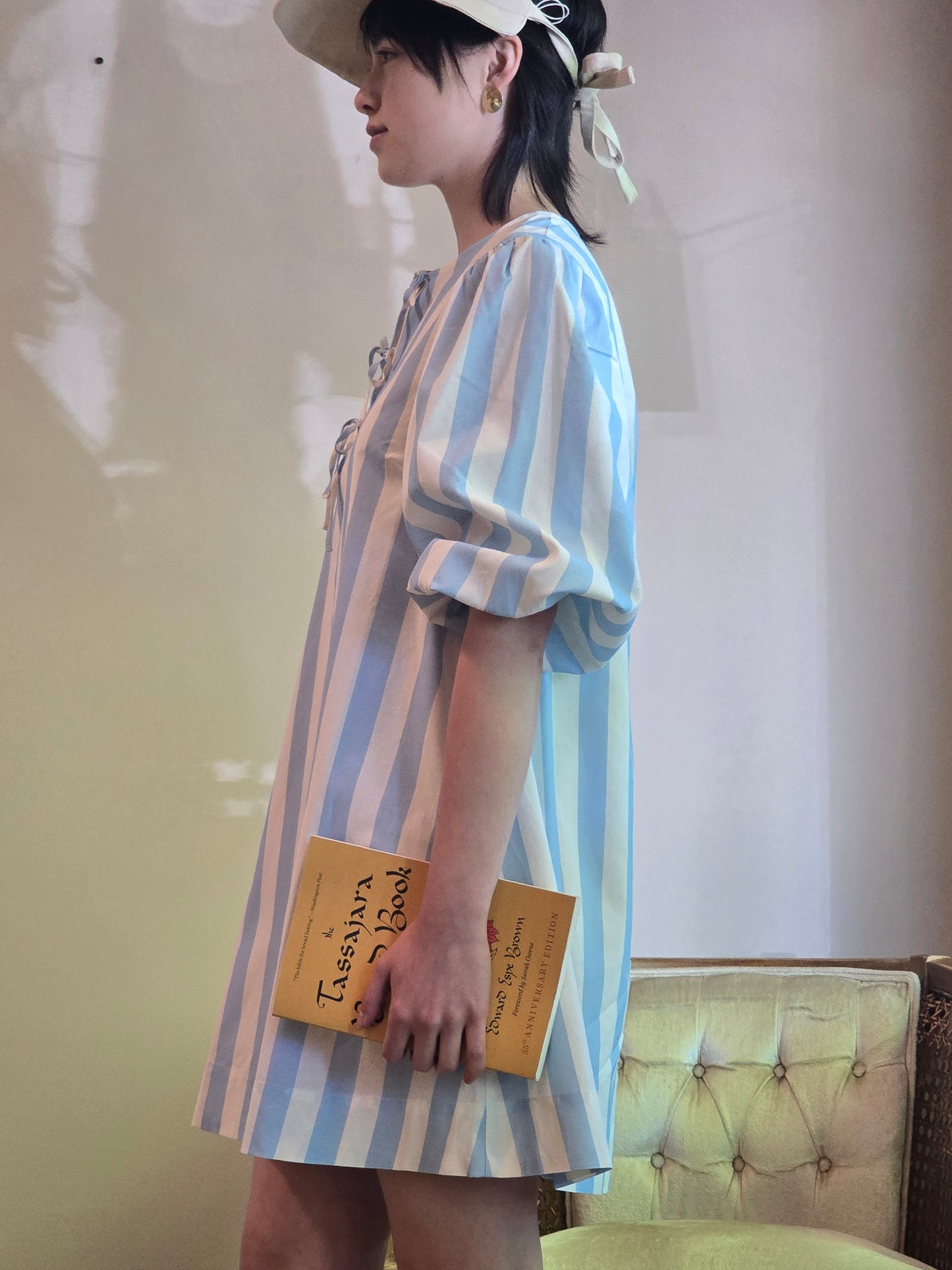 Wide Stripes Puff Sleeves Dress