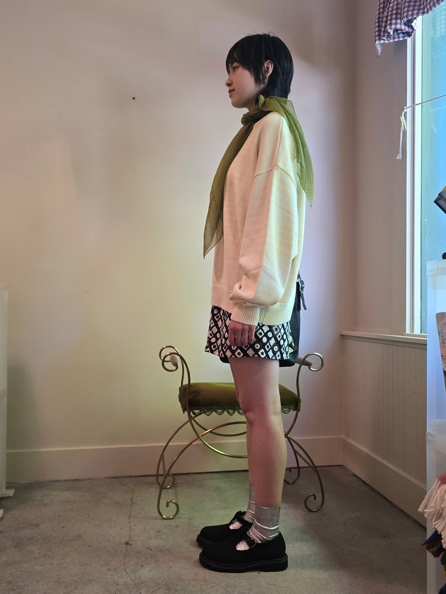 The "I can't believe it's not vintage" Crewneck in Vanilla Stripe