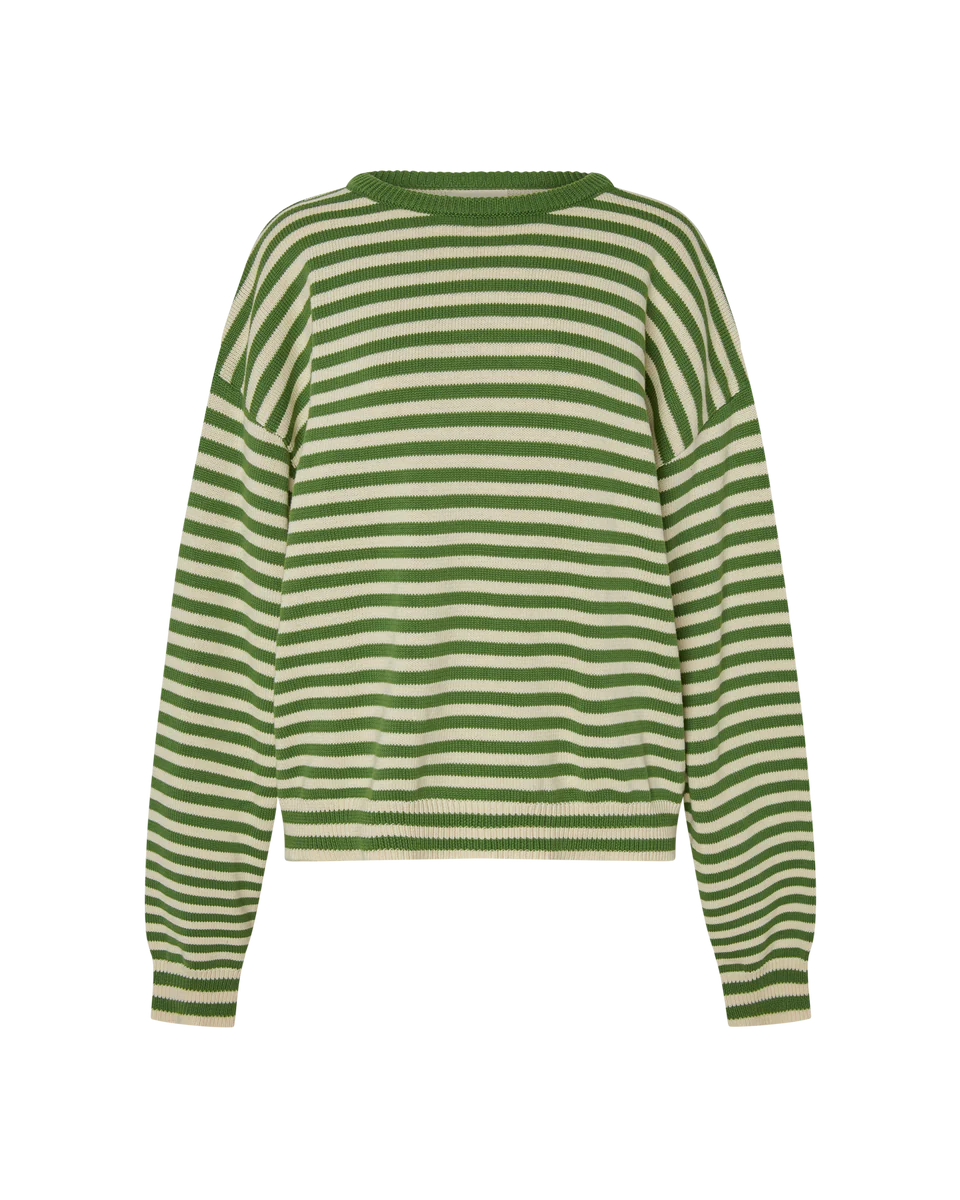 The "I can't believe it's not vintage" Crewneck in Green Stripe