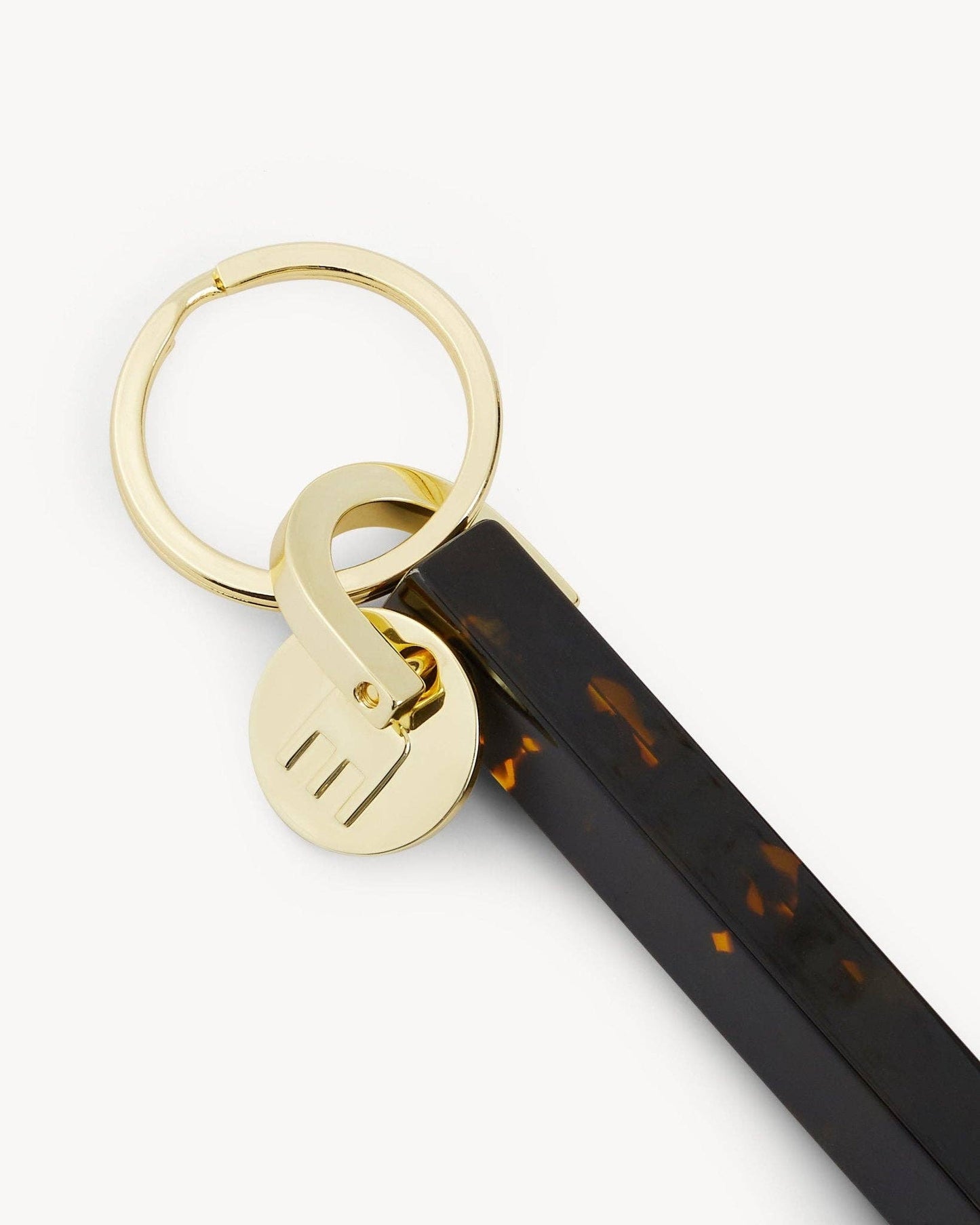 Bar Keychain in Dark Tortoise - Gold