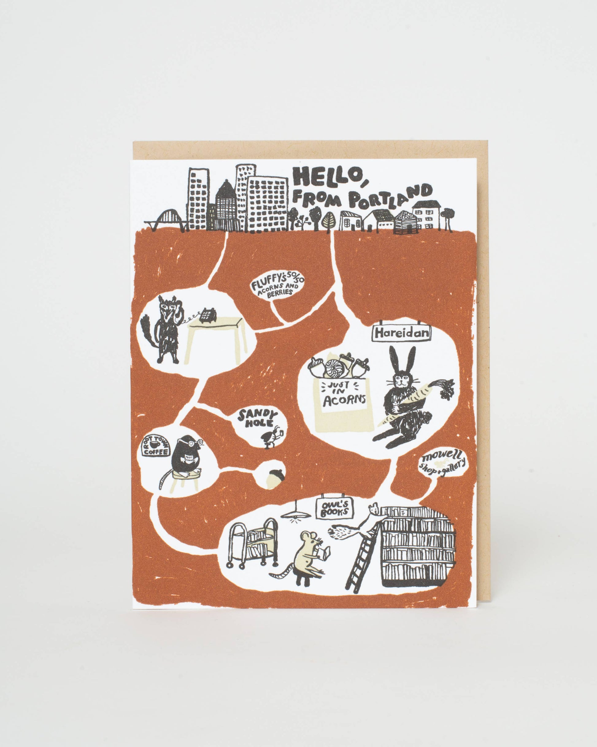 Greeting card with illustrations and text on a white background