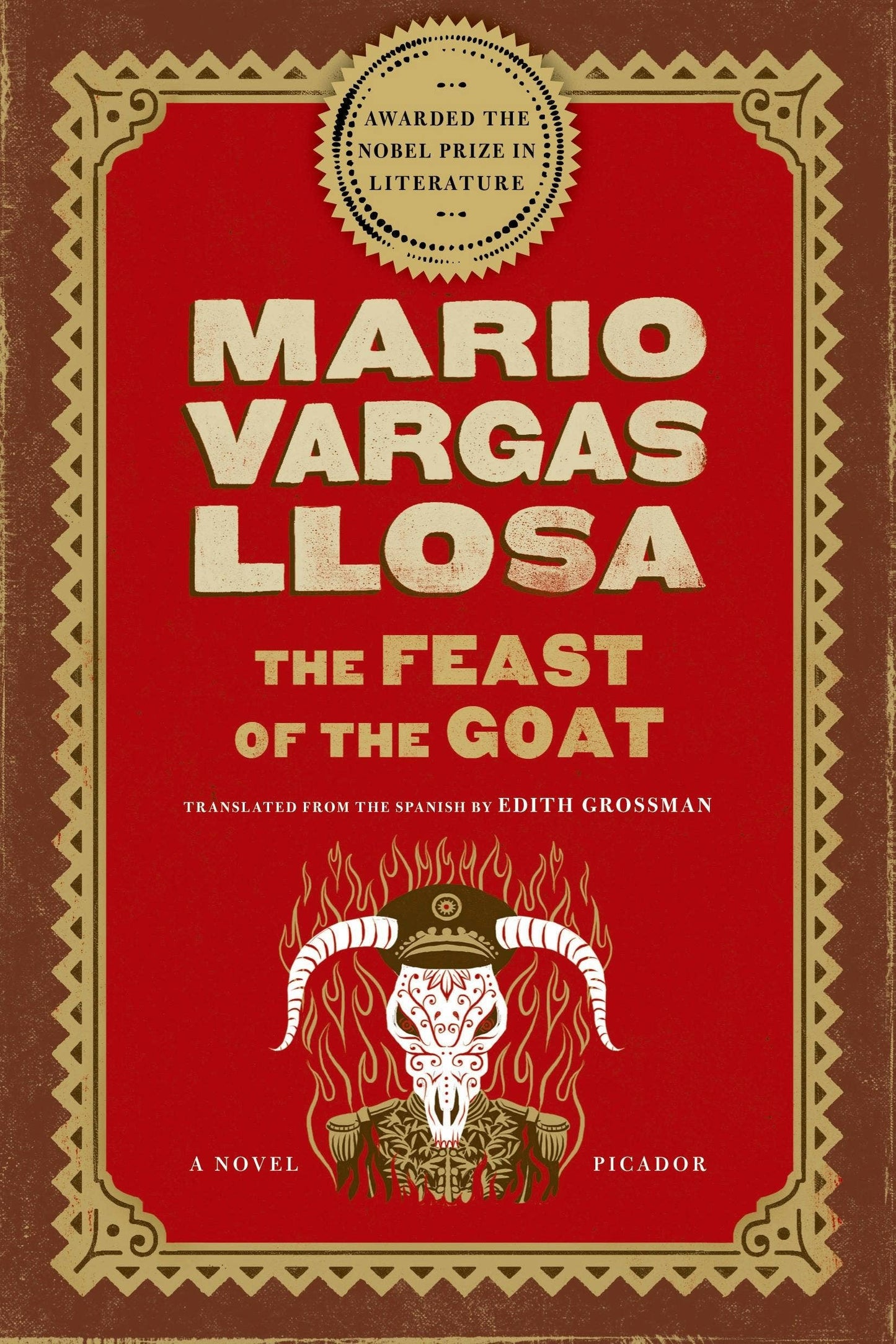 Book cover of 'The Feast of the Goat' by Mario Vargas Llosa with a red and gold design.