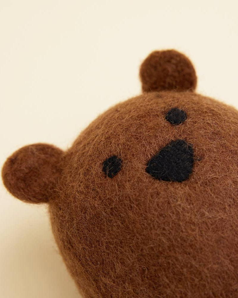Close-up of a brown teddy bear with a blurred background