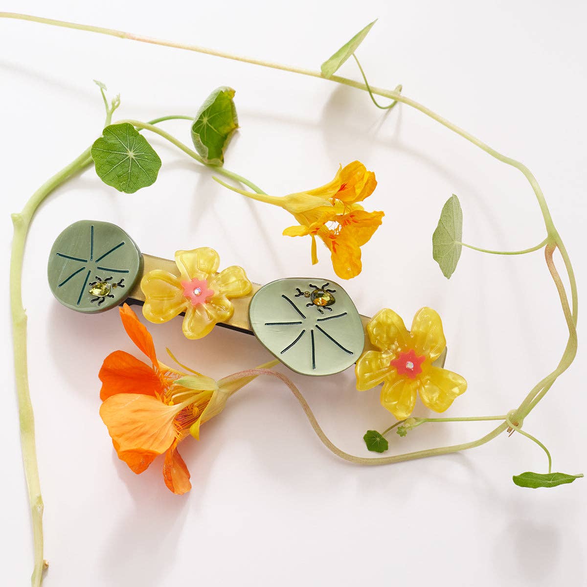 Jeweled Nasturtium French Barrette