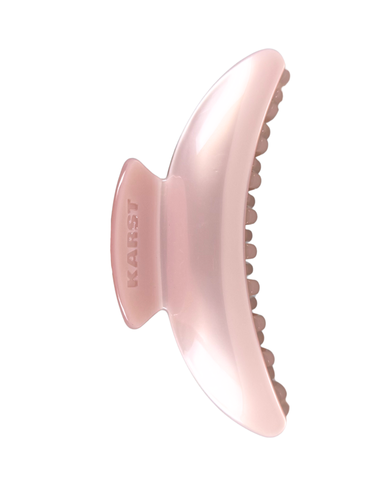 Pink hair clip with 'KARST' branding on a white background