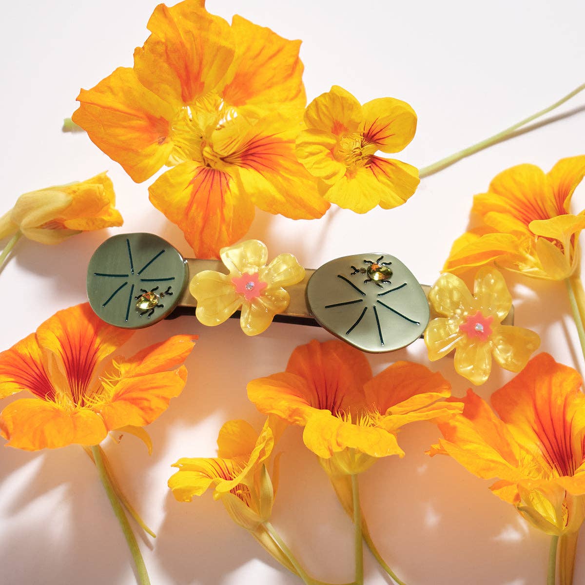 Jeweled Nasturtium French Barrette