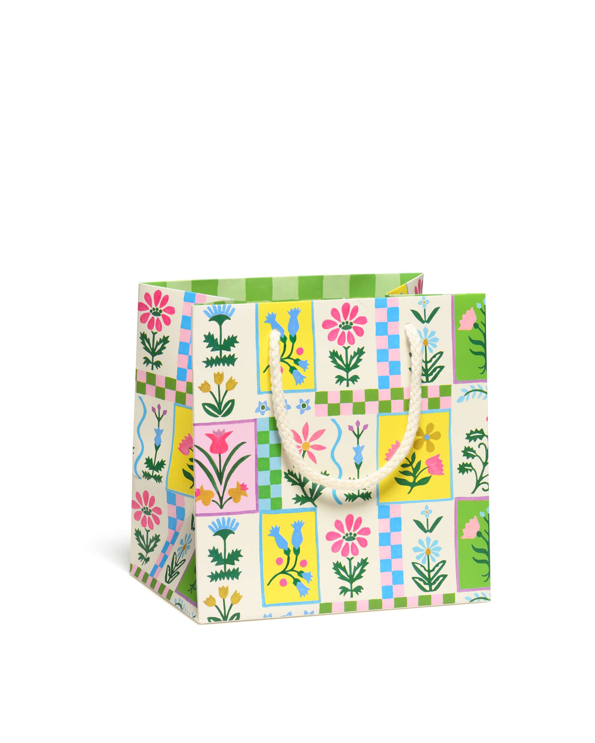 Gift bag with floral pattern on a white background