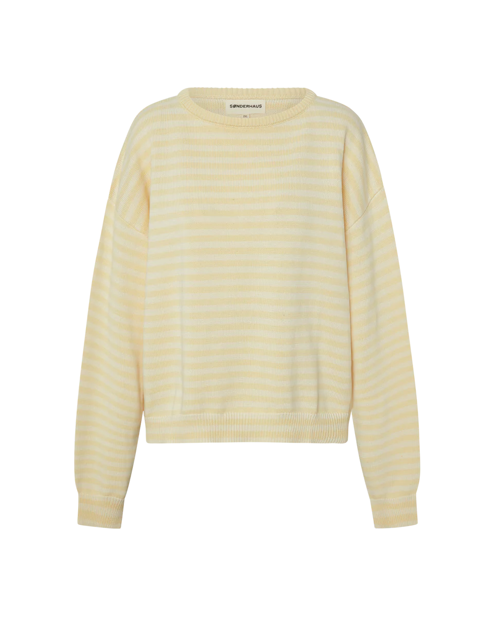 The "I can't believe it's not vintage" Crewneck in Vanilla Stripe