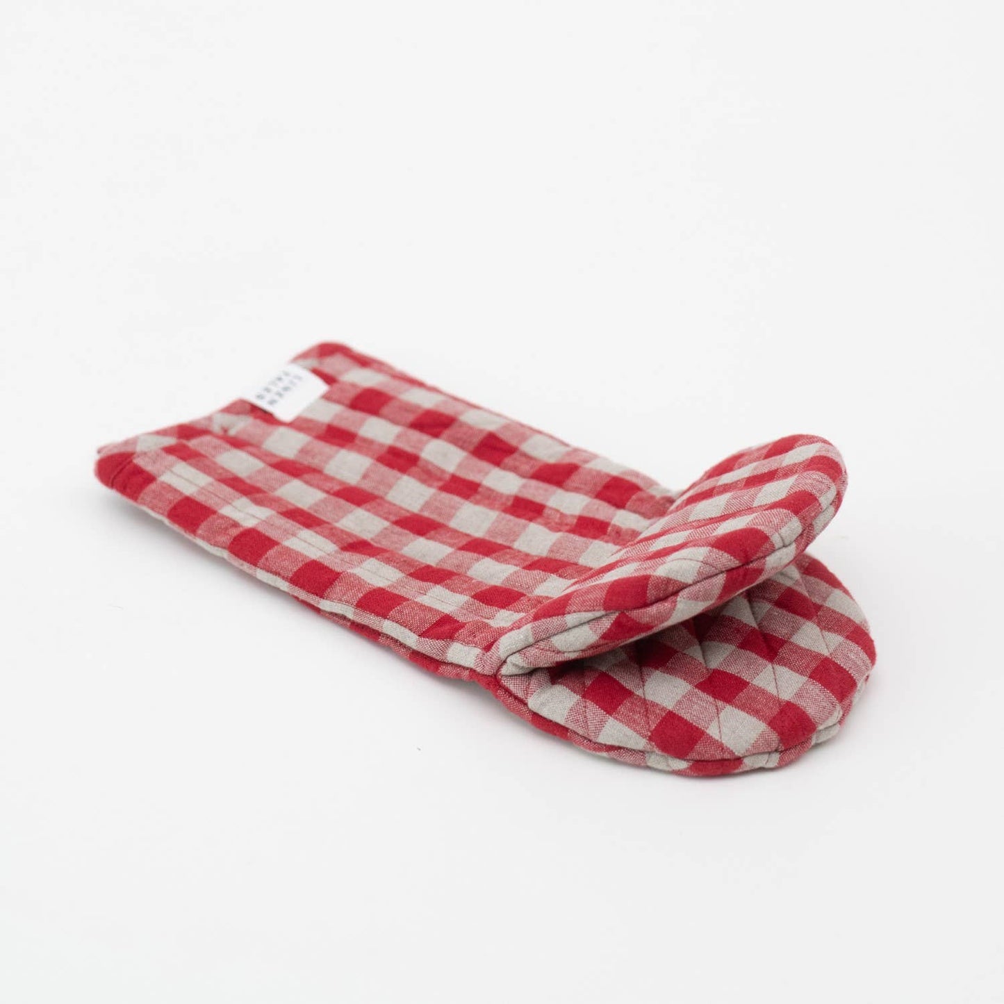 Red Gingham Linen Oven Mitt
