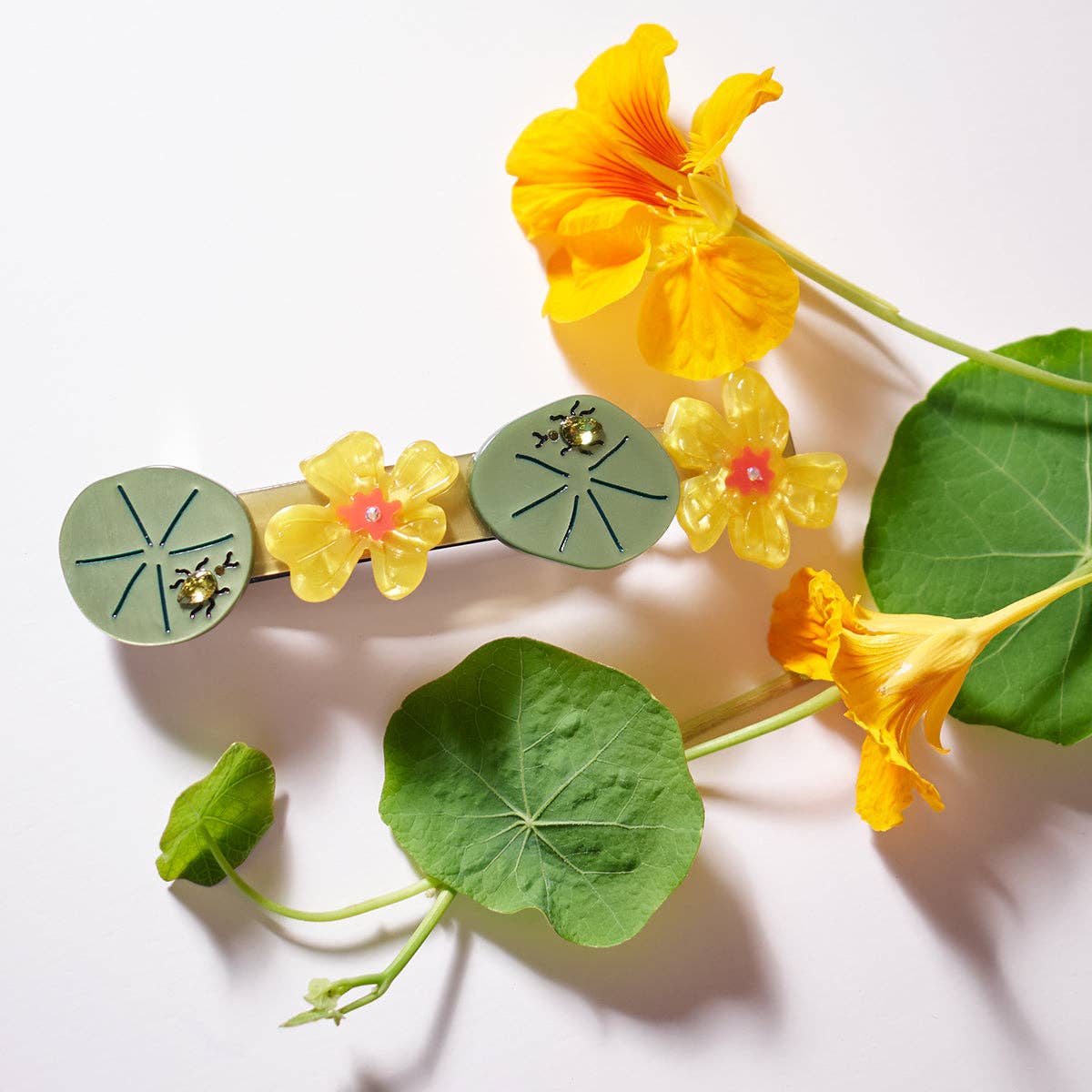 Jeweled Nasturtium French Barrette