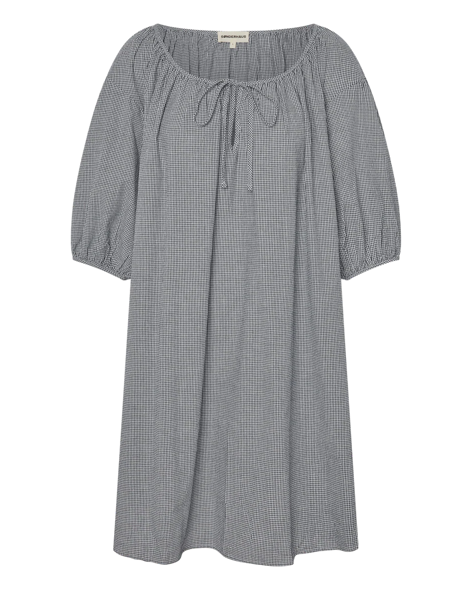 Lawn Dress in Black and White Check