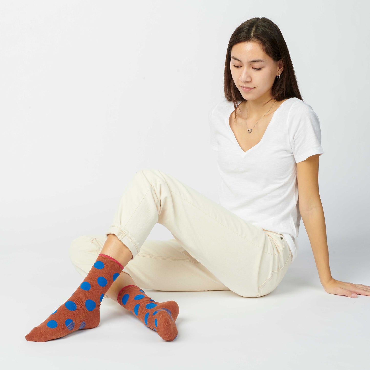 Panhandle Classic Dot Crew Socks in Rust