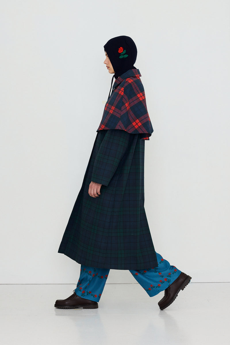 Check Long Trench Coat