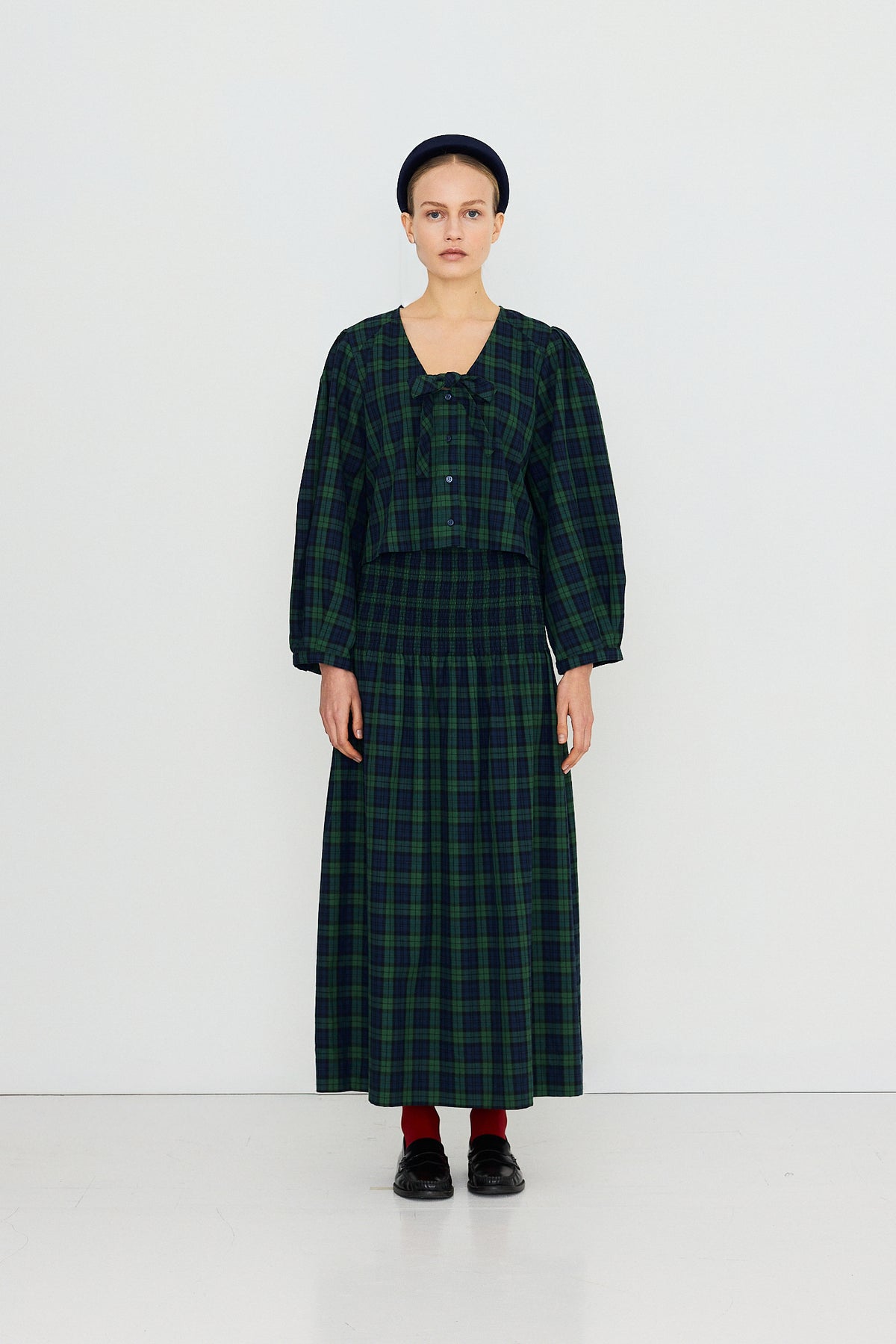 Green Check Smock Skirt
