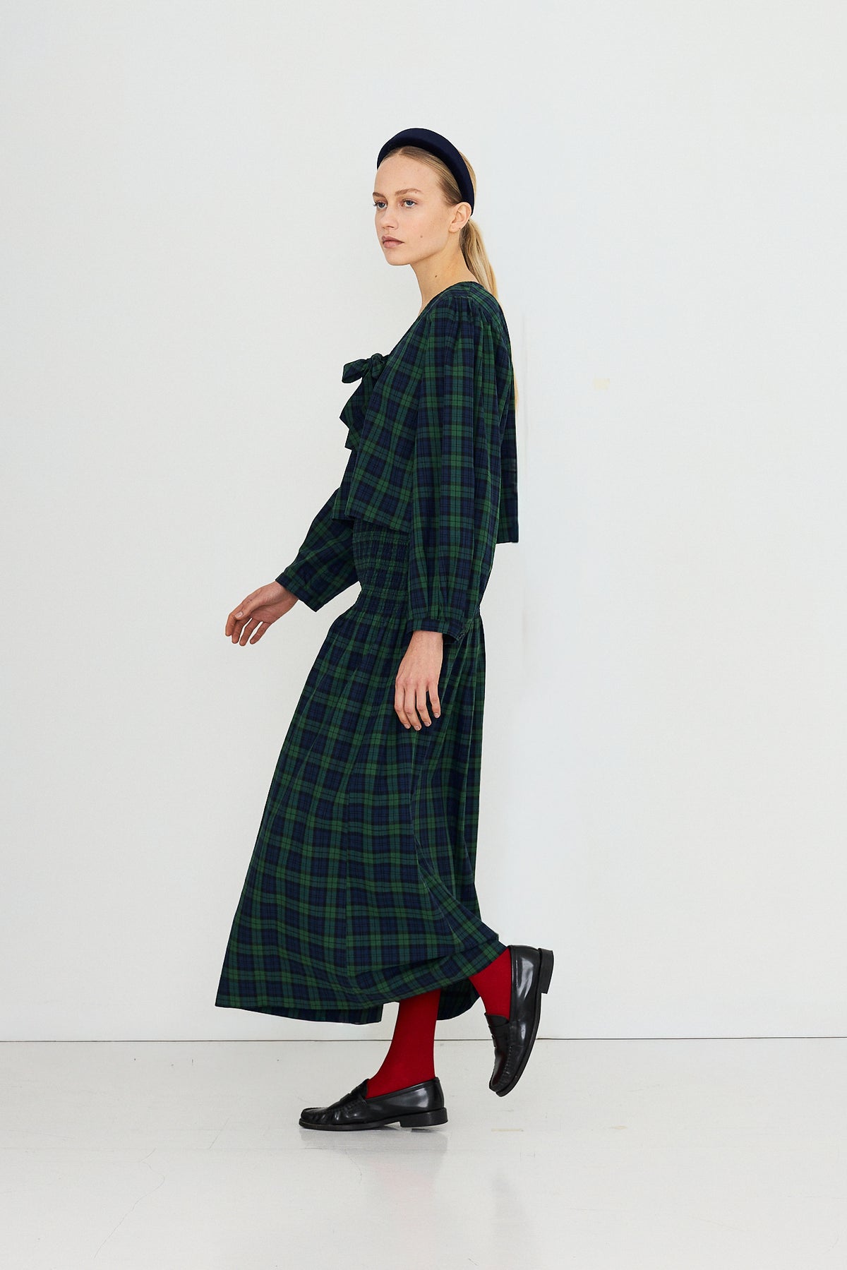 Green Check Smock Skirt
