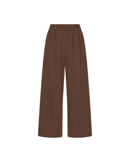 Sønderhaus Anya Trouser in Brown Plaid, flat lay
