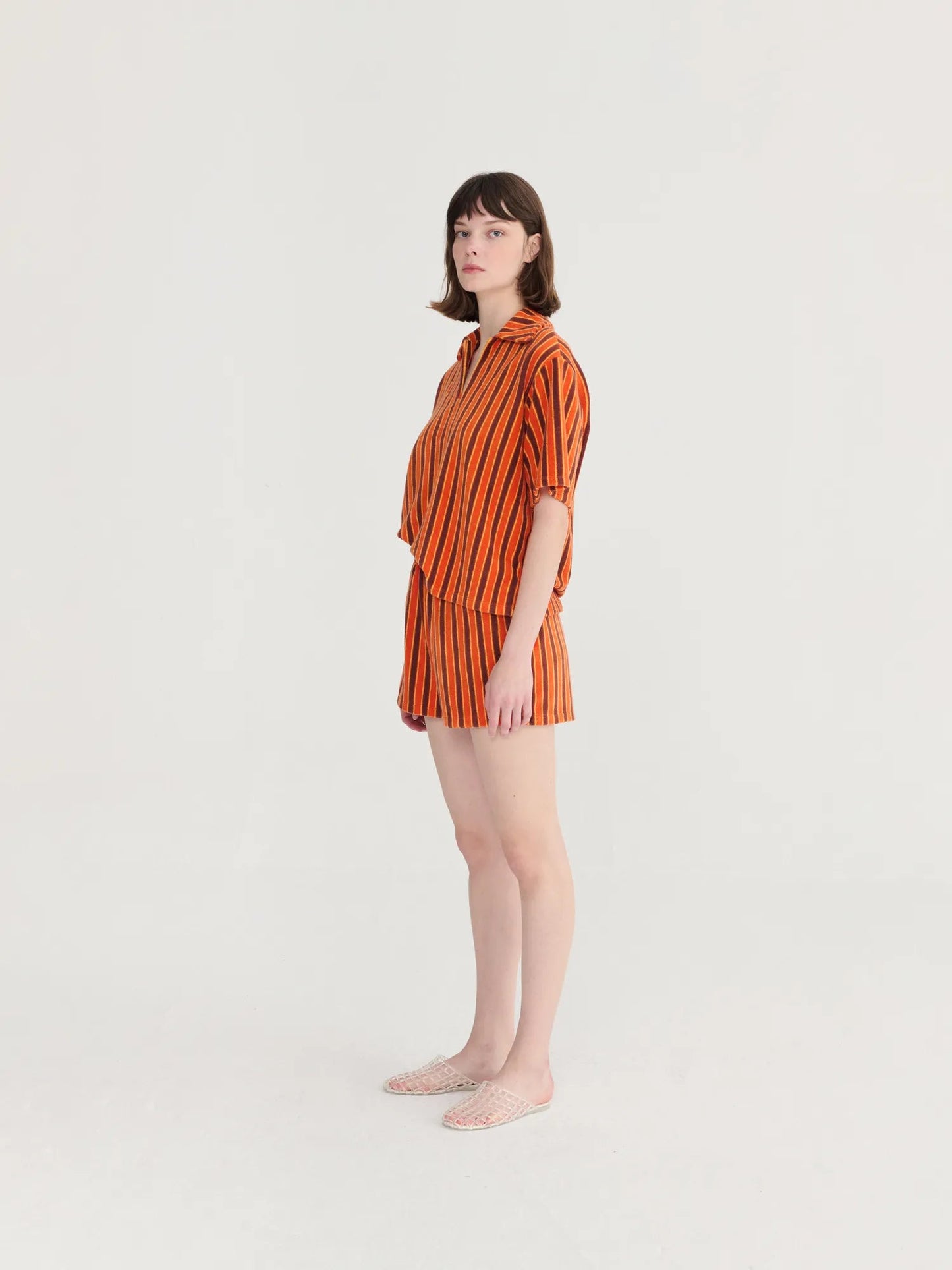 Striped Terry Polo Shirt