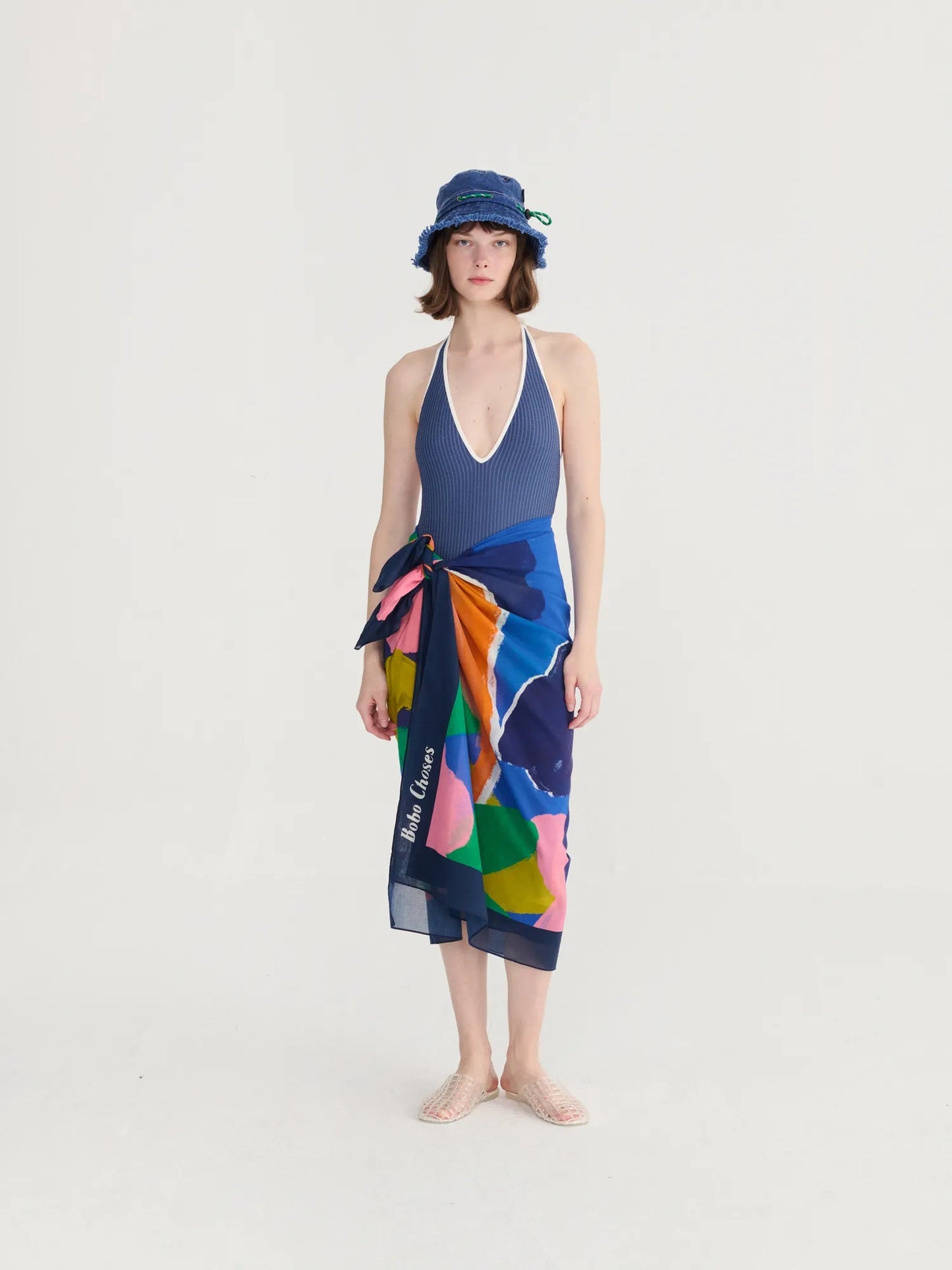 Cut-Out Seersucker Swimsuit