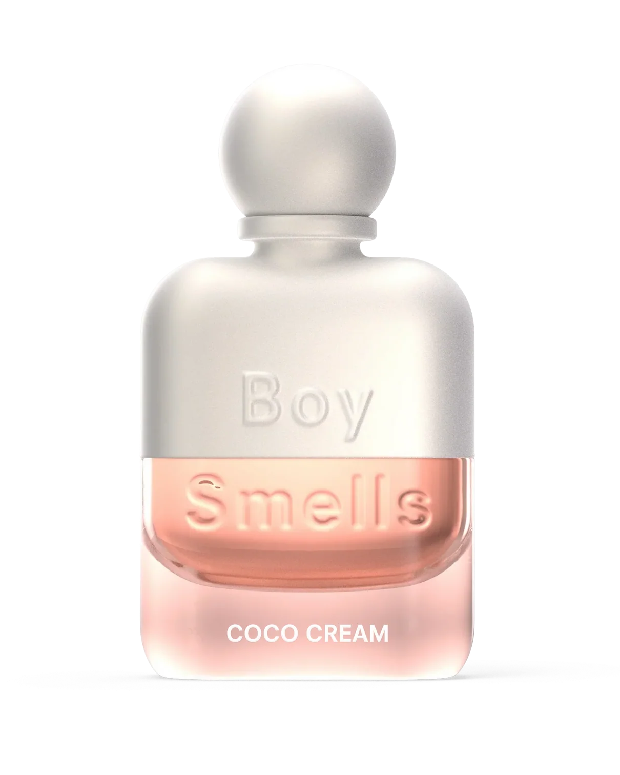 Perfume bottle labeled 'Boy Smells Coco Cream' on a white background