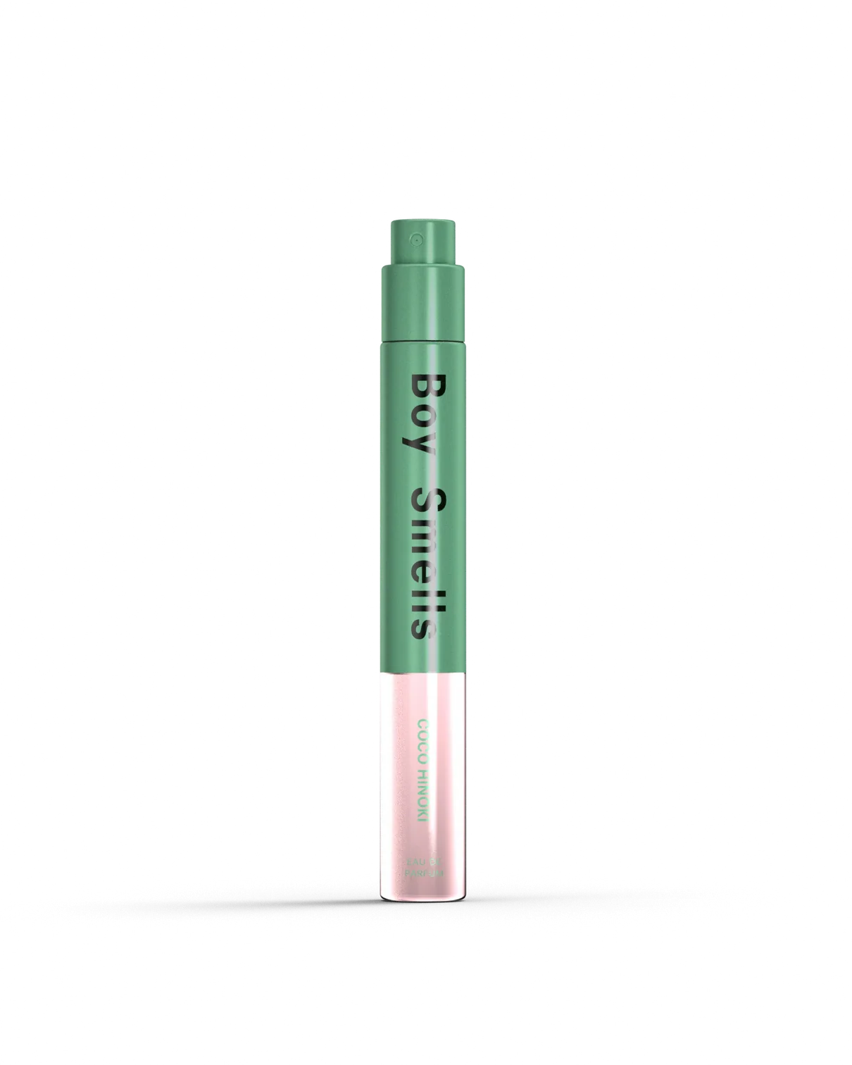 Green and clear cosmetic product on a white background