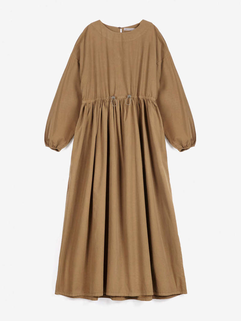 Poplin Jersey Dress in Khaki