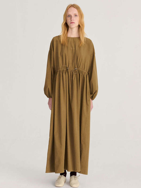 Poplin Jersey Dress in Khaki