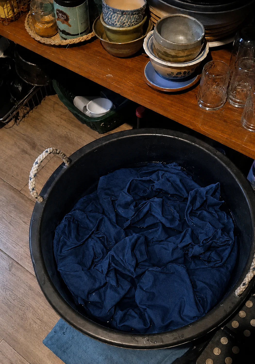 Canvas Wide Brim Hat in Indigo