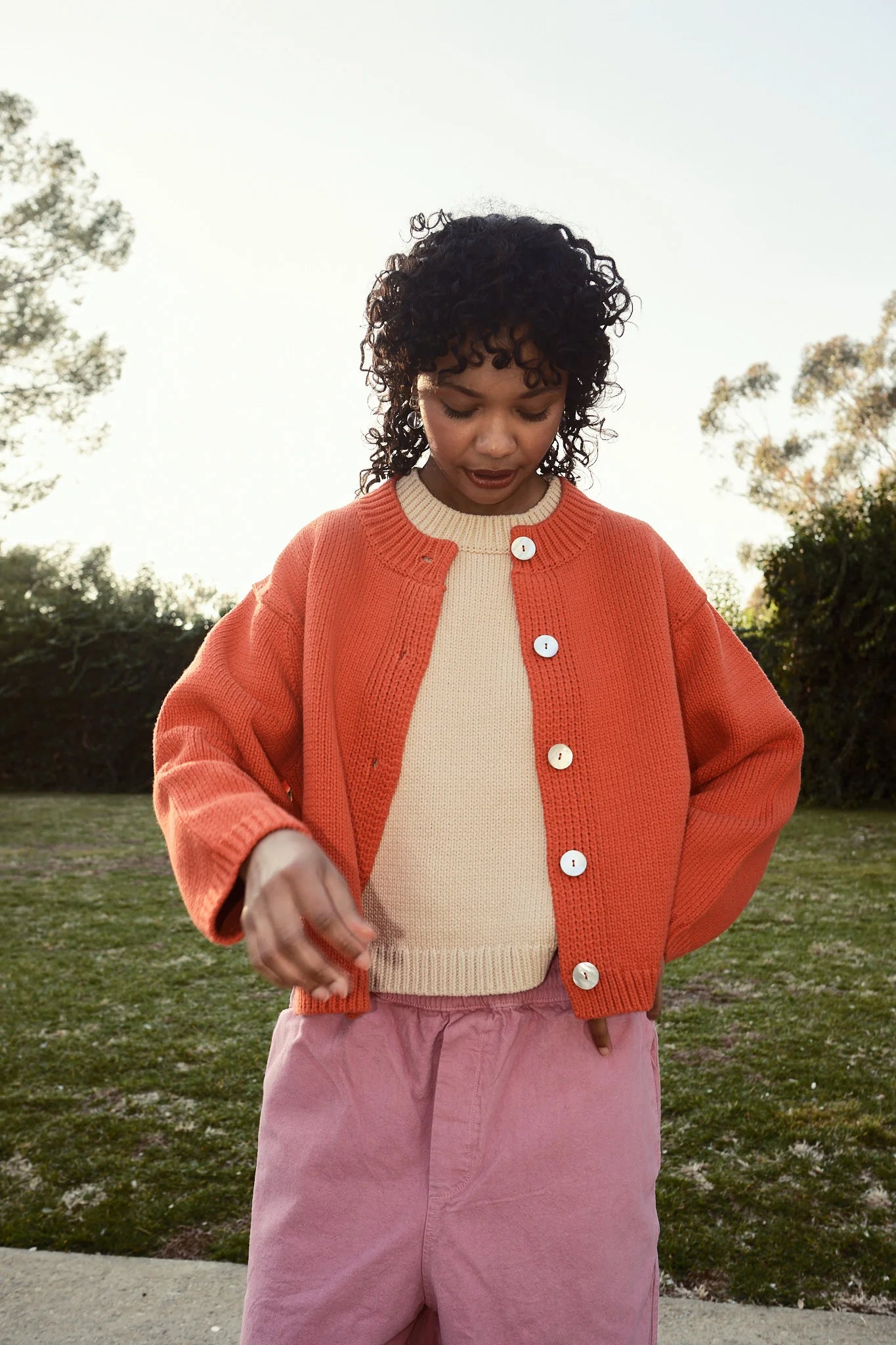 Shiloh Cotton Cardigan - Coral