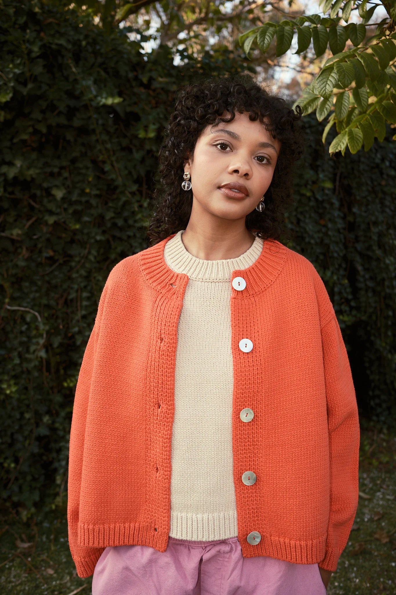 Shiloh Cotton Cardigan - Coral