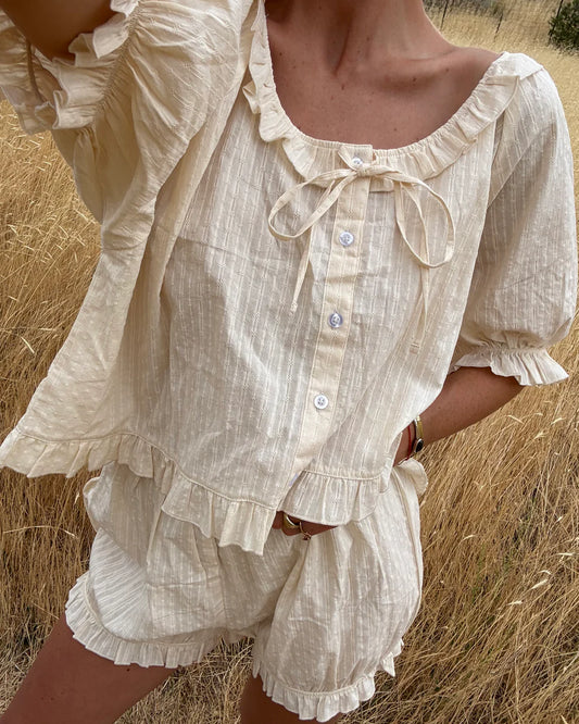 Romeo Sleep Set in Cream Eyelet