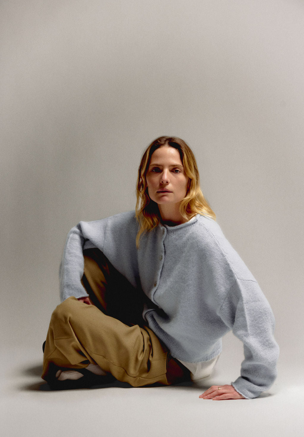 Brushed Oversized Peri Cardigan in Sky