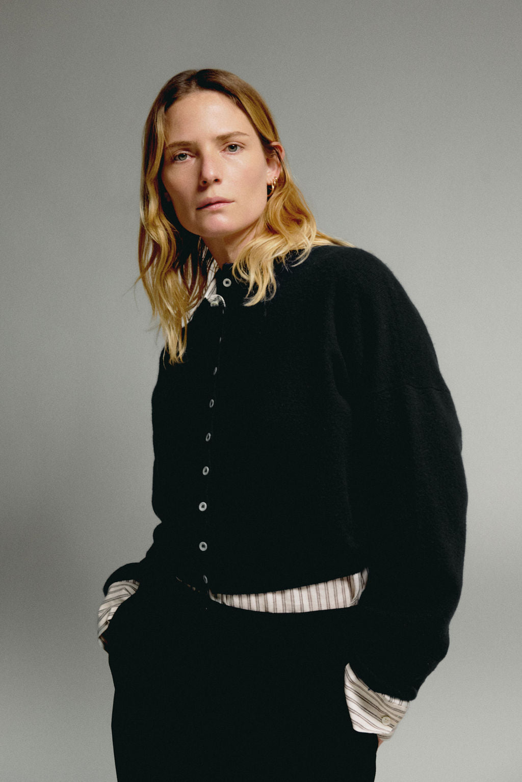 Brushed Oversized Peri Cardigan in Navy