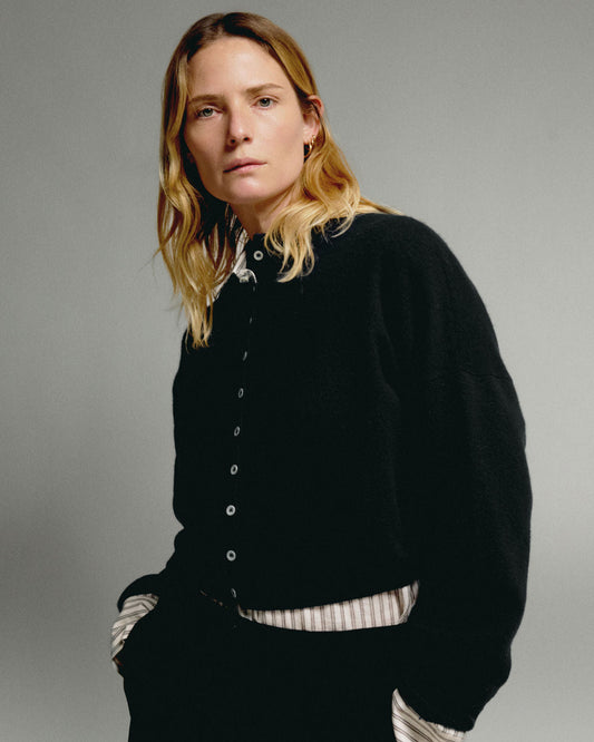 Brushed Oversized Peri Cardigan in Navy