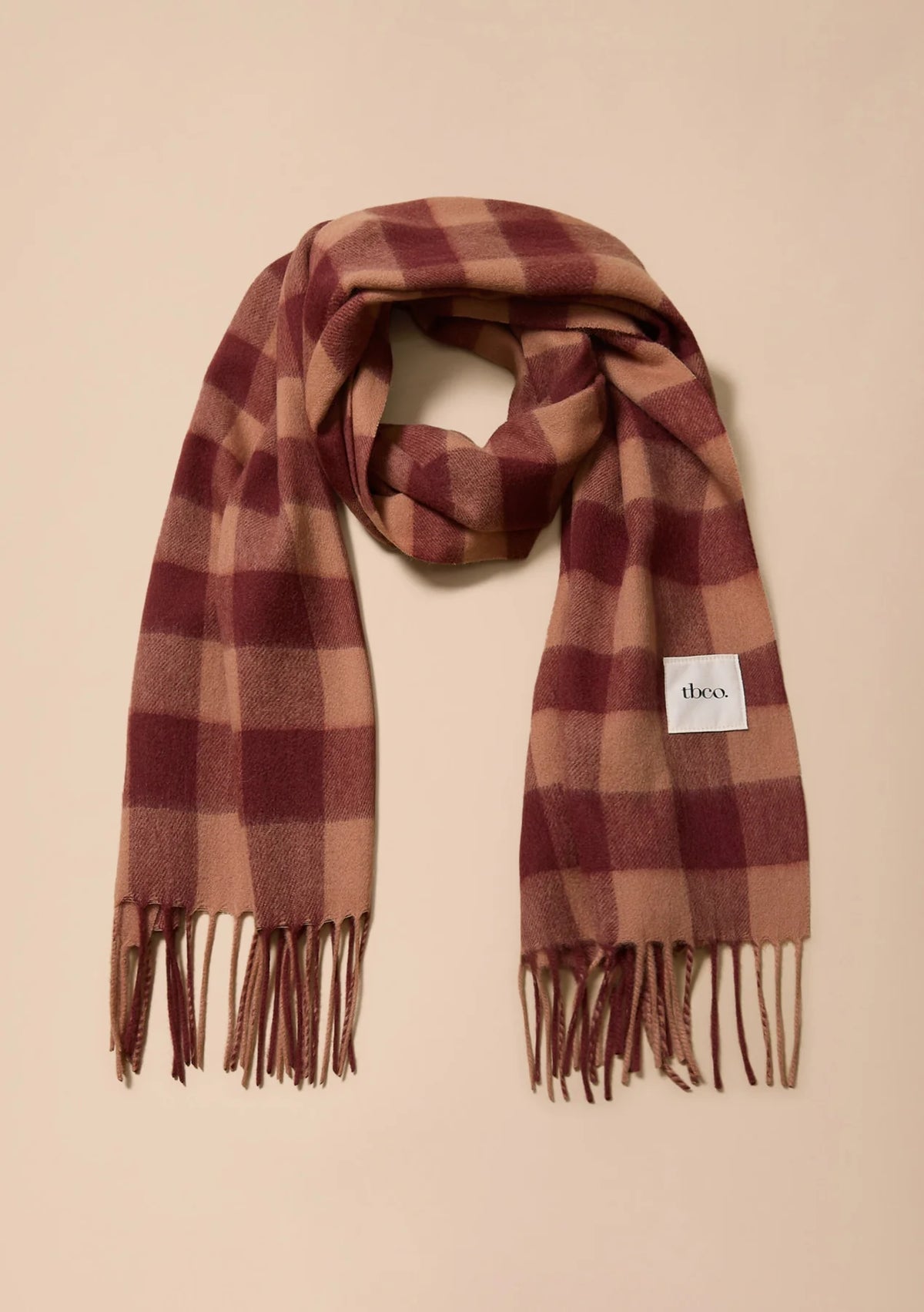 Lambswool Oversized Scarf in Fig Gingham
