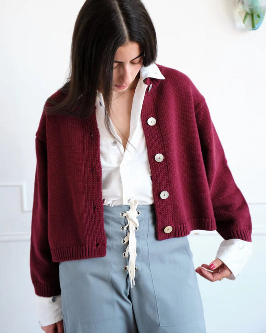 Shiloh Cotton Cardigan - Plum