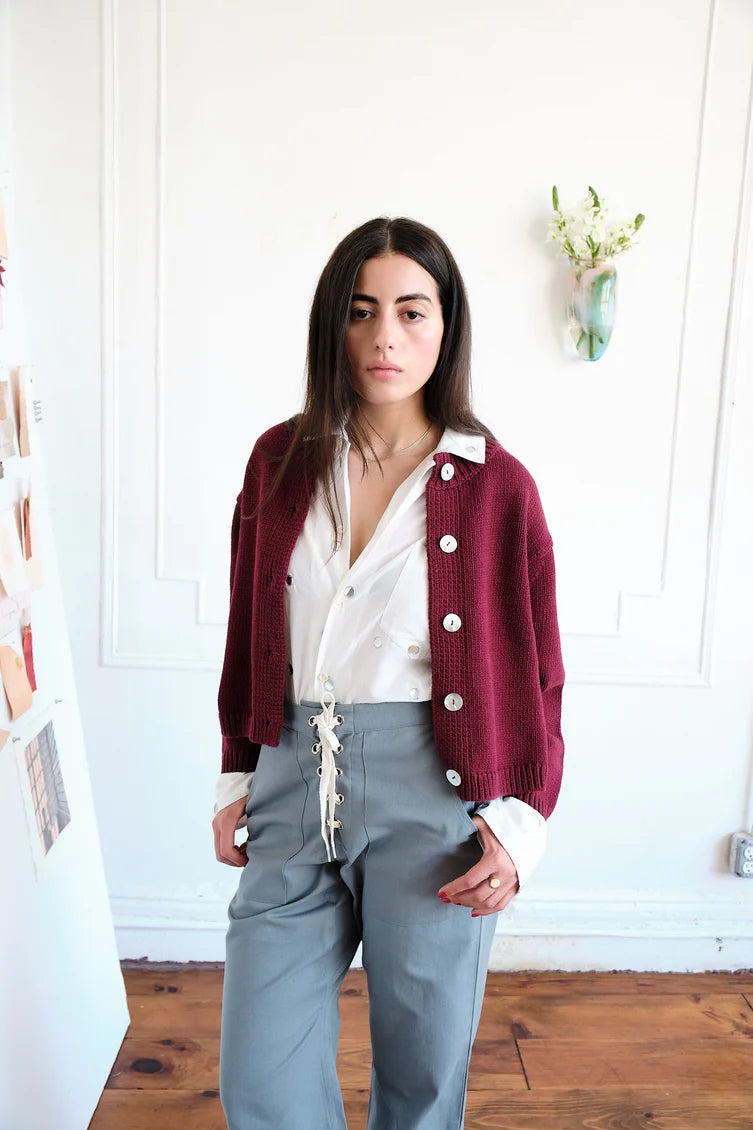 Shiloh Cotton Cardigan - Plum