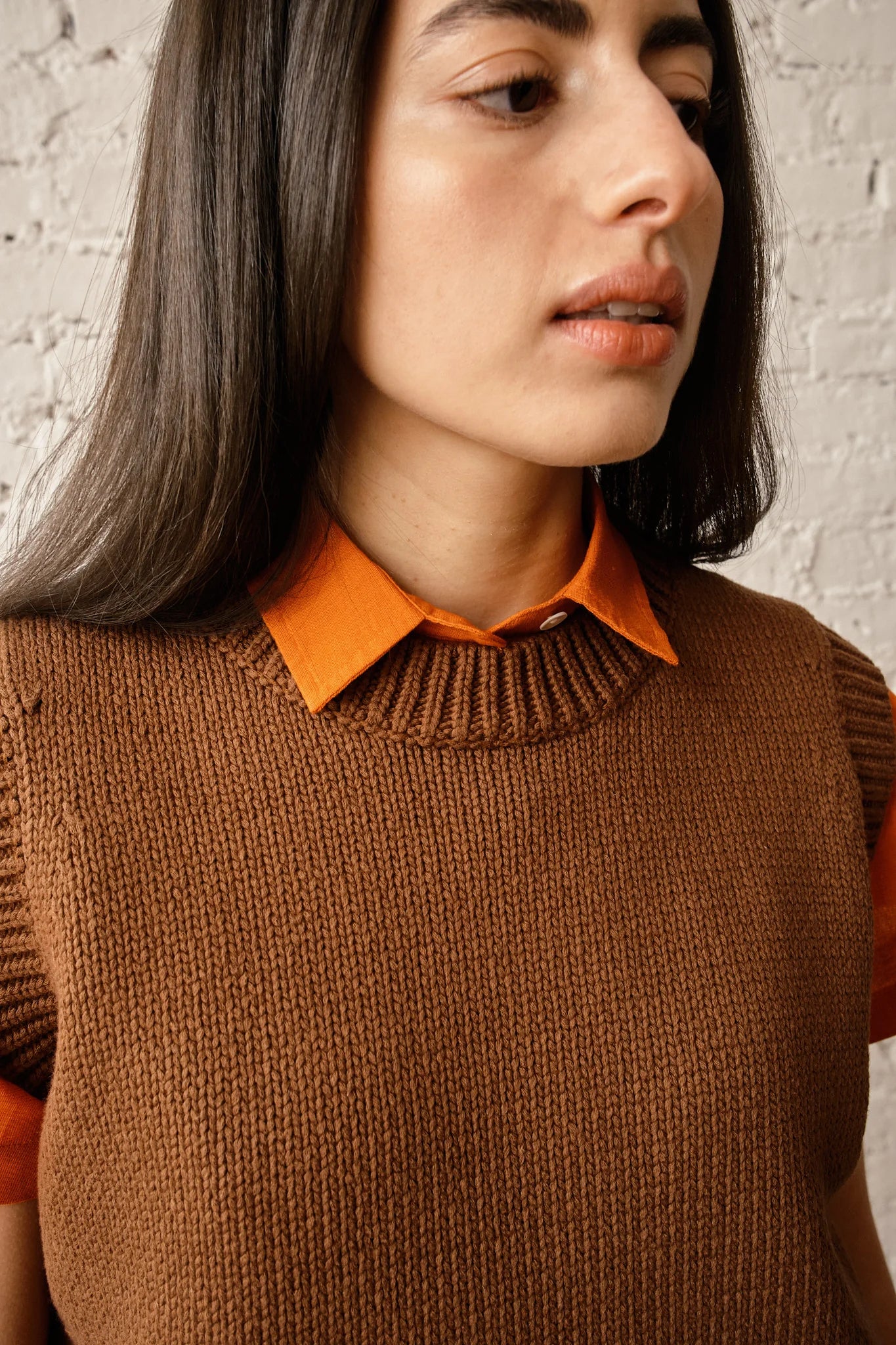 Shape Cotton Vest - Mocha