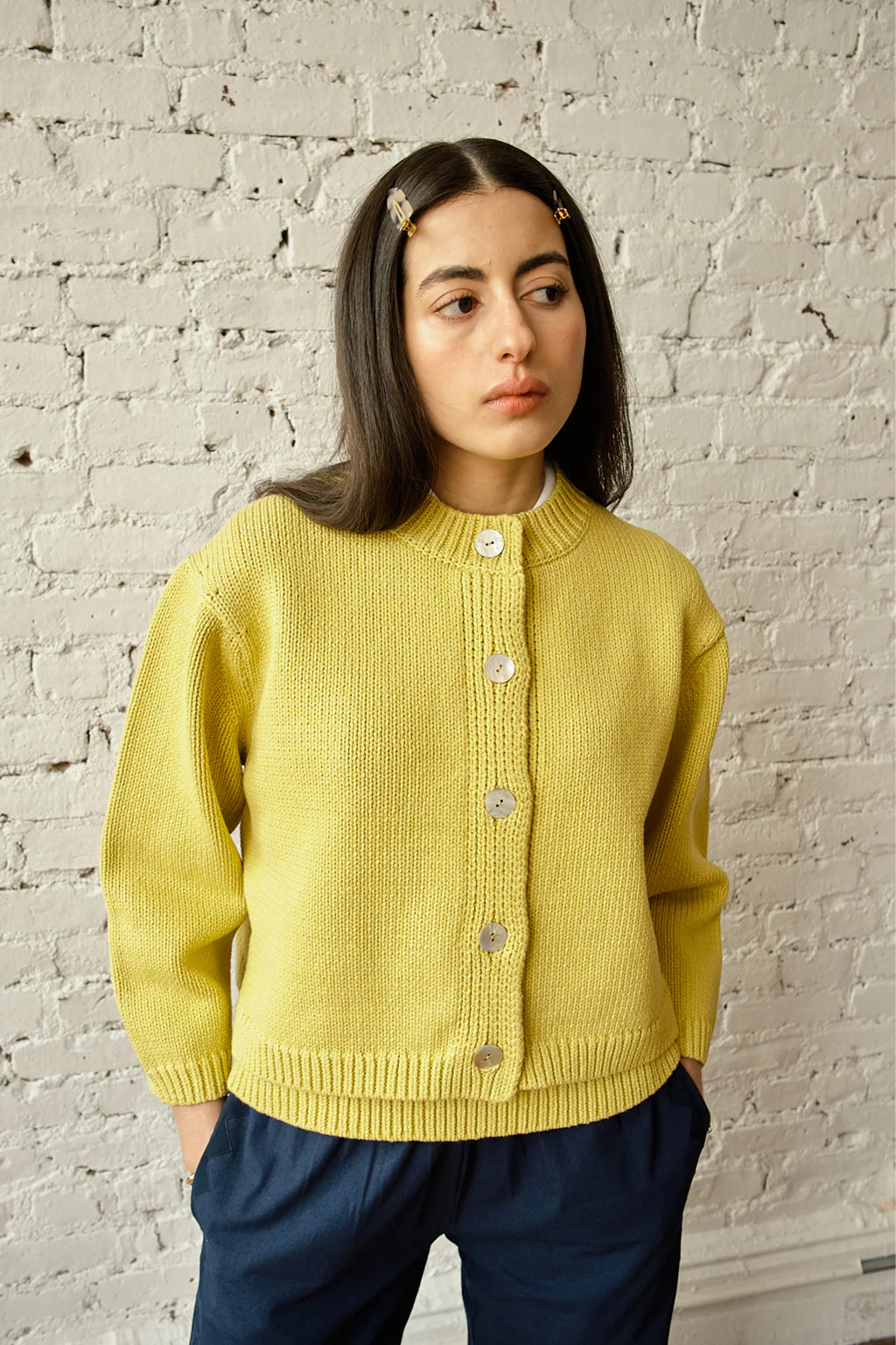 Shiloh Cotton Cardigan - Lemon