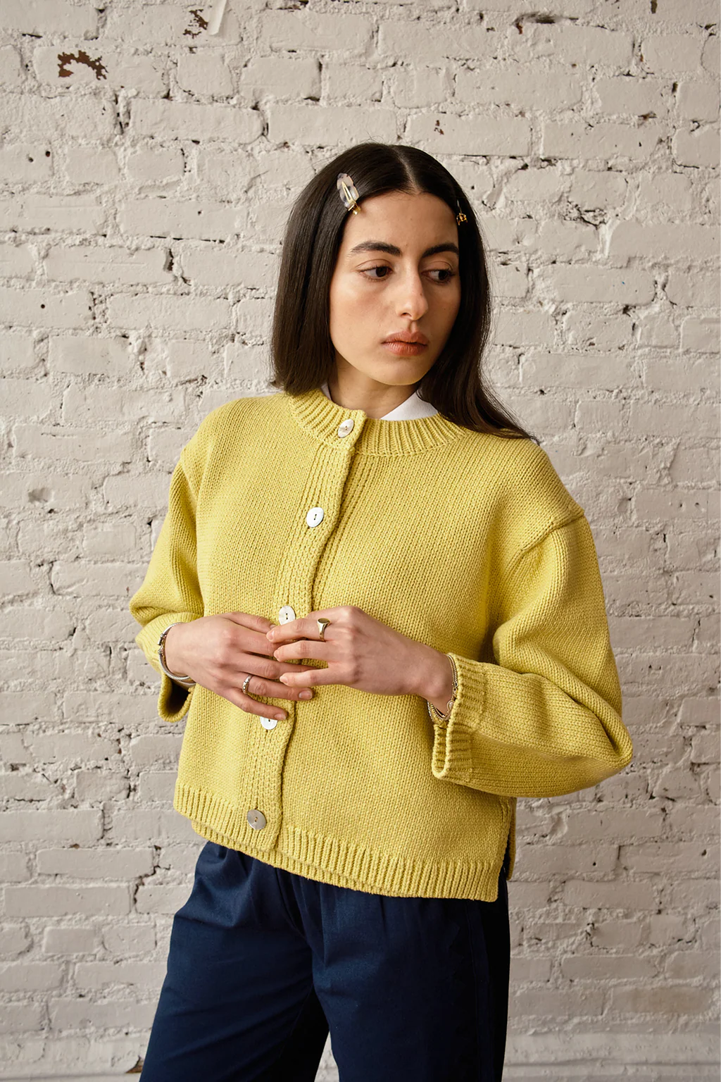 Shiloh Cotton Cardigan - Lemon