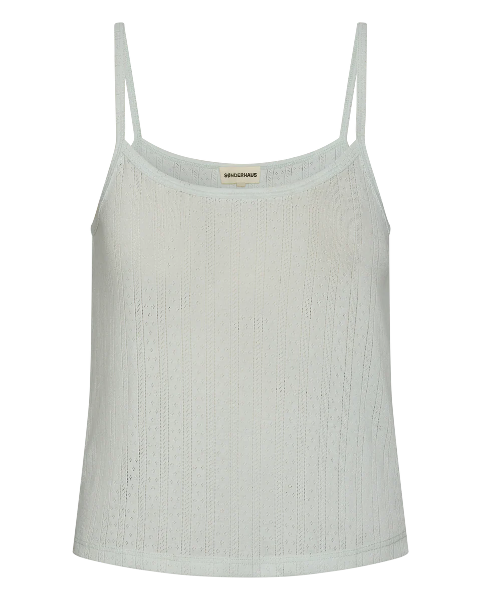 Perfect Pointelle Tank in Barely Blue