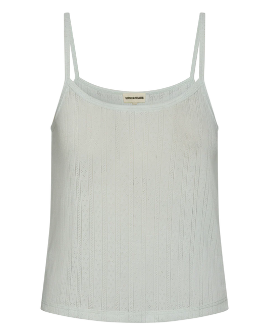 Perfect Pointelle Tank in Barely Blue