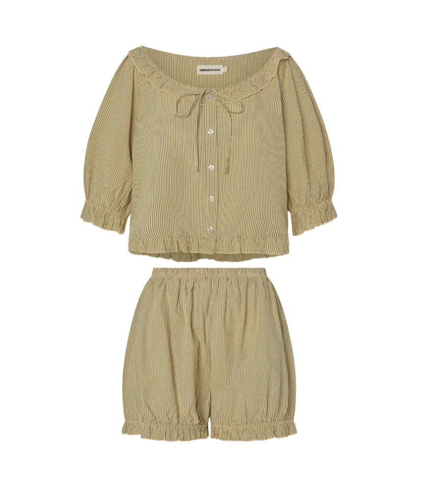 Romeo Sleep Set in Green Stripe